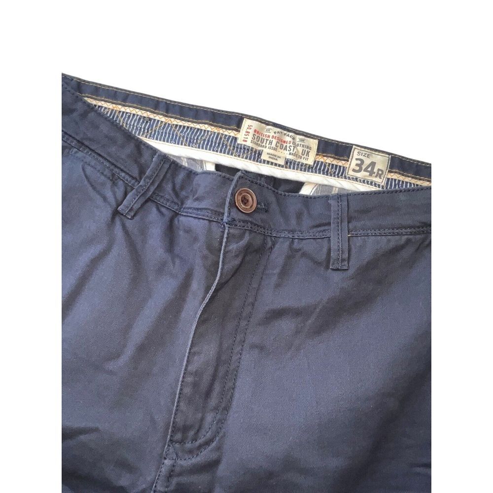 Fat Face Pants Mens 34x25  Flat Front Straight Leg‎ Navy Blue Chino